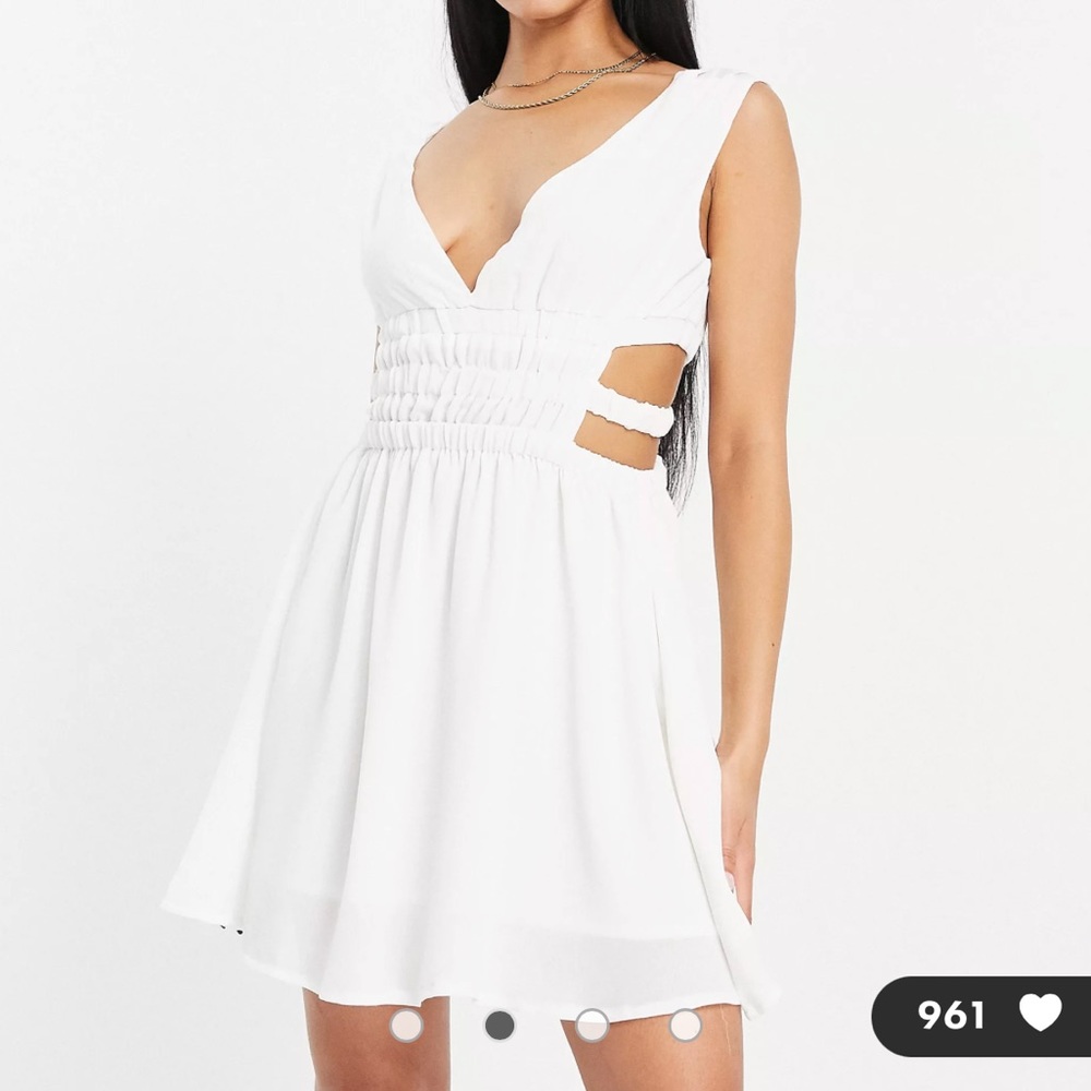 NWT ASOS Parallel Lines Ruched Waist Cut-out White Dress Graduation
